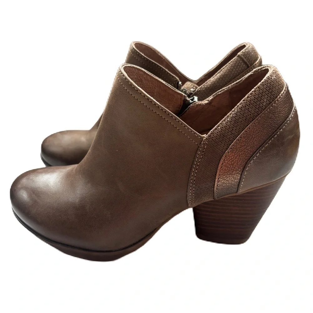 Dansko Marcia Boots Leather Burnish Nubuck Teak Brown Block Heel Size 37 Booties